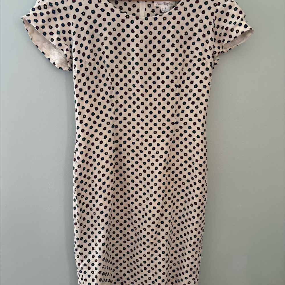 Ann Taylor floral Flutter Sleeve Sheath Dress
